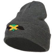 Jamaica Flag Map Embroidered Long Beanie