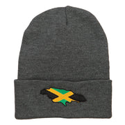 Jamaica Flag Map Embroidered Long Beanie