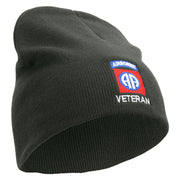 Licensed 82nd Airborne Veteran Embroidered 8 Inch Knitted Short Beanie - DK-Grey OSFM