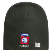 Licensed 82nd Airborne Veteran Embroidered 8 Inch Knitted Short Beanie - DK-Grey OSFM