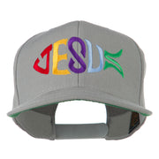 Jesus Fish Embroidered Flat Bill Cap