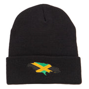 Jamaica Flag Map Embroidered Long Beanie