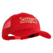 United States Marines Semper Fi Embroidered 6 Panel Structured Cotton Twill Mesh Cap Made in USA - Red OSFM