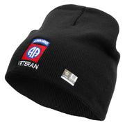 Licensed 82nd Airborne Veteran Embroidered 8 Inch Knitted Short Beanie - Black OSFM