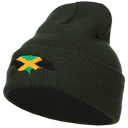 Jamaica Flag Map Embroidered Long Beanie