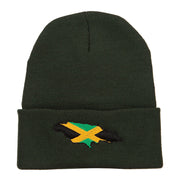 Jamaica Flag Map Embroidered Long Beanie