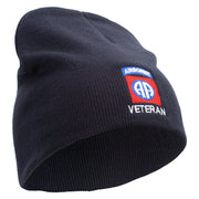 Licensed 82nd Airborne Veteran Embroidered 8 Inch Knitted Short Beanie - Navy OSFM