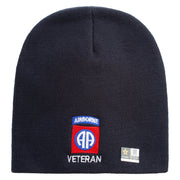 Licensed 82nd Airborne Veteran Embroidered 8 Inch Knitted Short Beanie - Navy OSFM