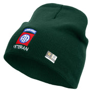 Licensed 82nd Airborne Veteran Embroidered 8 Inch Knitted Short Beanie - DK-Green OSFM