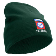 Licensed 82nd Airborne Veteran Embroidered 8 Inch Knitted Short Beanie - DK-Green OSFM