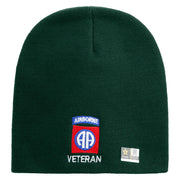 Licensed 82nd Airborne Veteran Embroidered 8 Inch Knitted Short Beanie - DK-Green OSFM