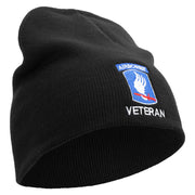 Licensed 173rd Airborne Brigade Combat Team Veteran Embroidered 8 Inch Knitted Short Beanie - Black OSFM