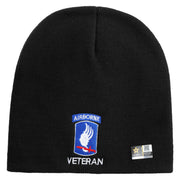 Licensed 173rd Airborne Brigade Combat Team Veteran Embroidered 8 Inch Knitted Short Beanie - Black OSFM