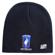 Licensed 173rd Airborne Brigade Combat Team Veteran Embroidered 8 Inch Knitted Short Beanie - Navy OSFM