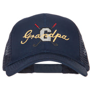 Golf Grandpa Embroidered Solid Cotton Mesh Pro Cap