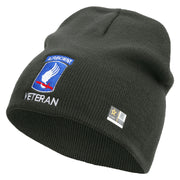 Licensed 173rd Airborne Brigade Combat Team Veteran Embroidered 8 Inch Knitted Short Beanie - DK-Grey OSFM