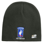 Licensed 173rd Airborne Brigade Combat Team Veteran Embroidered 8 Inch Knitted Short Beanie - DK-Grey OSFM