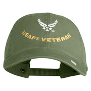 USAF Veteran Embroidered Cotton Twill Brass Buckle Cap - Olive OSFM