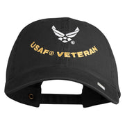 USAF Veteran Embroidered Cotton Twill Brass Buckle Cap - Black OSFM