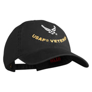 USAF Veteran Embroidered Cotton Twill Brass Buckle Cap - Black OSFM