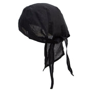 Simple Fish Icon Embroidered Cotton Poplin Biker Style Head Wrap - Black OSFM