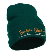 Santa's Sleigh Embroidered Long Beanie