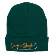 Santa's Sleigh Embroidered Long Beanie