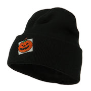 Halloween Jack o Lantern with a Square Box Embroidered Long Beanie