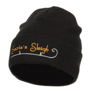 Santa's Sleigh Embroidered Long Beanie