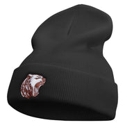 Angry Grizzly Embroidered 12 Inch Long Knitted Beanie - Black OSFM