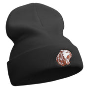 Angry Grizzly Embroidered 12 Inch Long Knitted Beanie - Black OSFM