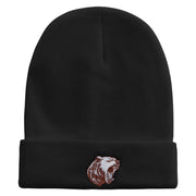 Angry Grizzly Embroidered 12 Inch Long Knitted Beanie - Black OSFM