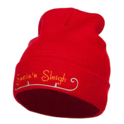 Santa's Sleigh Embroidered Long Beanie