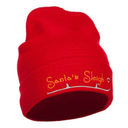 Santa's Sleigh Embroidered Long Beanie