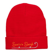 Santa's Sleigh Embroidered Long Beanie