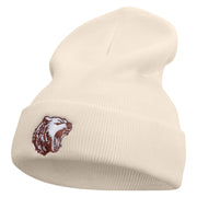 Angry Grizzly Embroidered 12 Inch Long Knitted Beanie - Birch OSFM