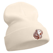 Angry Grizzly Embroidered 12 Inch Long Knitted Beanie - Birch OSFM