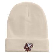 Angry Grizzly Embroidered 12 Inch Long Knitted Beanie - Birch OSFM