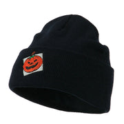 Halloween Jack o Lantern with a Square Box Embroidered Long Beanie