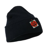 Halloween Jack o Lantern with a Square Box Embroidered Long Beanie