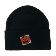 Halloween Jack o Lantern with a Square Box Embroidered Long Beanie