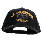 Licensed U.S Paratrooper Veteran Embroidered Solid Cotton Twill Mesh Prostyle Cap - Black OSFM