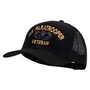 Licensed U.S Paratrooper Veteran Embroidered Solid Cotton Twill Mesh Prostyle Cap - Black OSFM