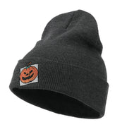 Halloween Jack o Lantern with a Square Box Embroidered Long Beanie