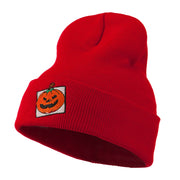 Halloween Jack o Lantern with a Square Box Embroidered Long Beanie