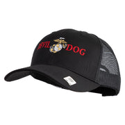 Devil Dog Embroidered 6 Panel Structured Cotton Twill Mesh Cap Made in USA - Black OSFM