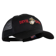 Devil Dog Embroidered 6 Panel Structured Cotton Twill Mesh Cap Made in USA - Black OSFM