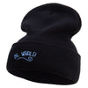 OH Whale Embroidered 12 inch Acrylic Blank Cuff Long Beanie - Black OSFM