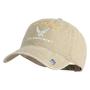 Veteran US Air Force Embroidered Cotton Twill Brass Buckle Cap - Khaki OSFM