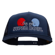 Super Bowl Helmet Face Off Embroidered 5 Panel Mesh Trucker Snapback Cap